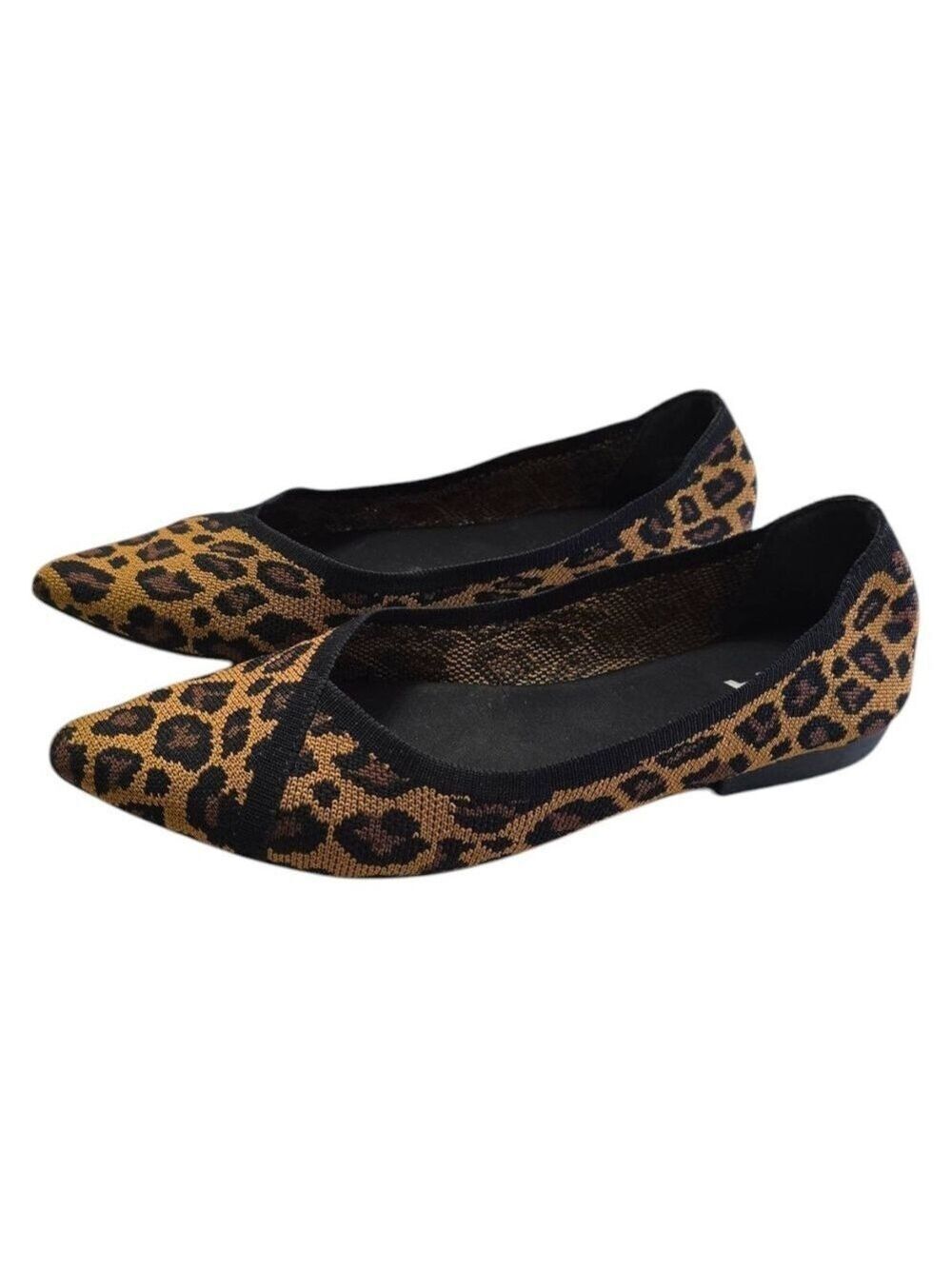 MIA Jennette Leopard Print Fly Knit Pointed Toe Ballet Flats Sz 8M